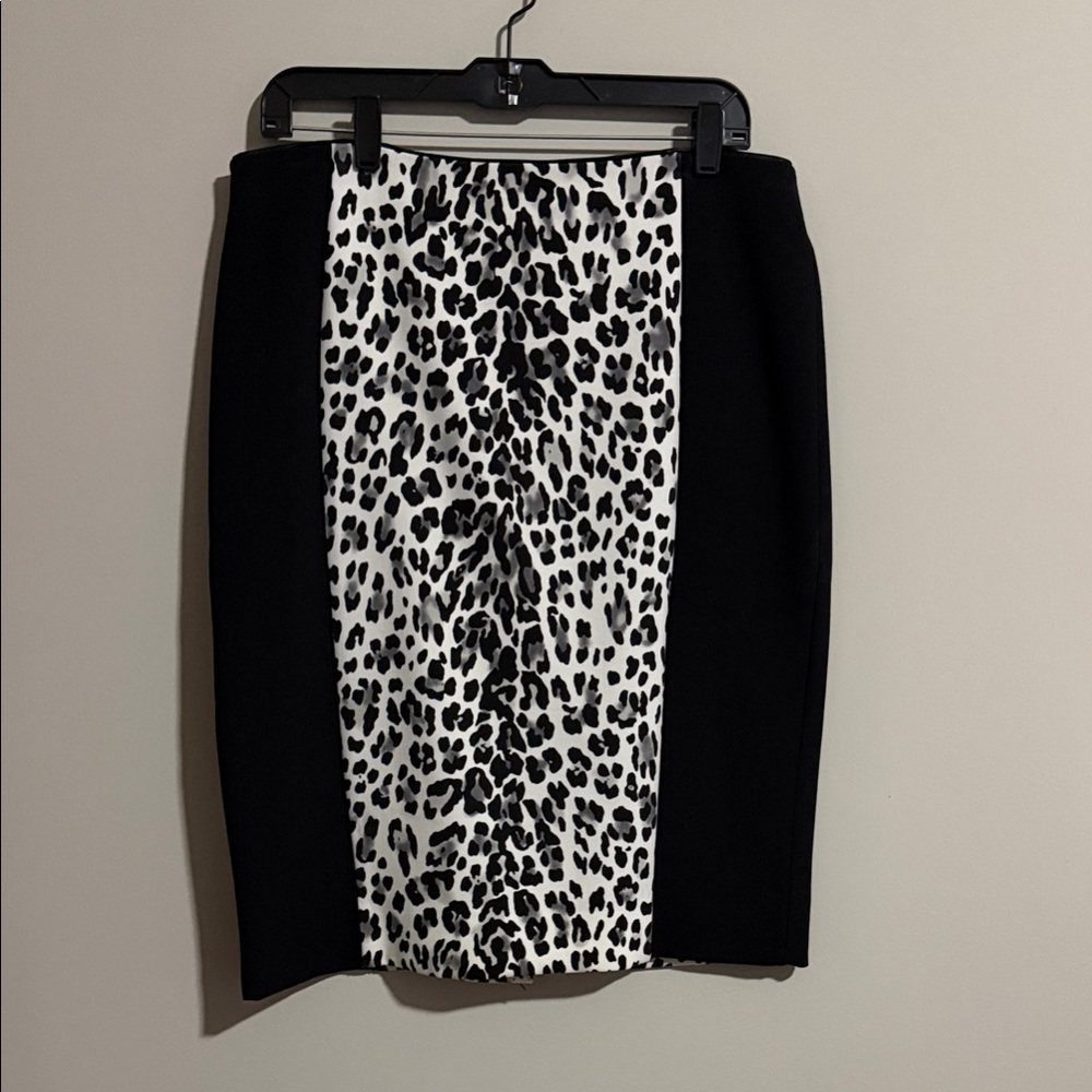 Leopard Print Black and White Skirt